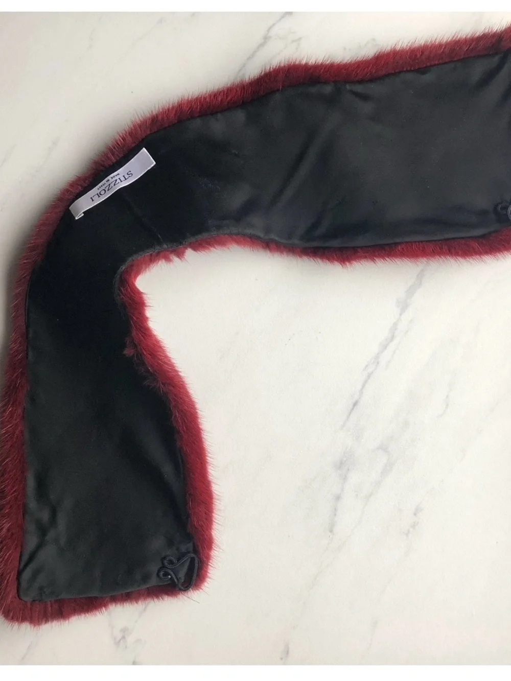 Stizzoli Rabbit Fur Neck Scarf Warmer Red Vintage Rare Made in Italy Luxury